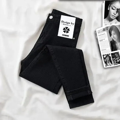 Jeans da donna snellenti a vita alta, pantaloni in denim skinny alla moda, nuovo stile primaverile