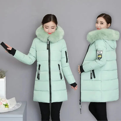 2024 Nuovo cappotto invernale da donna giacca in pelliccia scollo lungo cappotti di base giacche spesse cotone imbottito capispalla parka vestiti femminili 