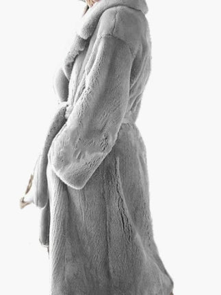 Giacca lunga in pelliccia sintetica da donna, con cintura spessa, autunno inverno, cappotto lungo caldo di lusso, cintura in pelliccia nera, parka Bontjas, capispalla pelosi