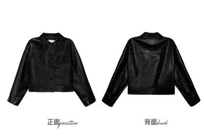 Giacca in pelle nera invernale corta da donna 2022 autunno coreano giacca da motociclista da strada alta da donna capispalla vintage sottile PU chic top