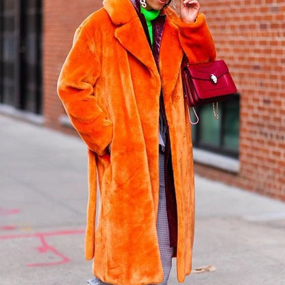 Giacca lunga in pelliccia sintetica da donna, con cintura spessa, autunno inverno, cappotto lungo caldo di lusso, cintura in pelliccia nera, parka Bontjas, capispalla pelosi