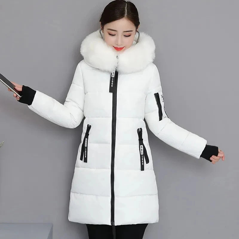 2024 Nuovo cappotto invernale da donna giacca in pelliccia scollo lungo cappotti di base giacche spesse cotone imbottito capispalla parka vestiti femminili 