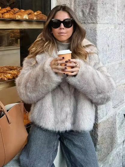 Y2K TRAF Cappotti oversize in pelliccia sintetica da donna alla moda 2024 Giacche invernali spesse e calde Casual con tasche Eleganti da donna Nuovi capispalla