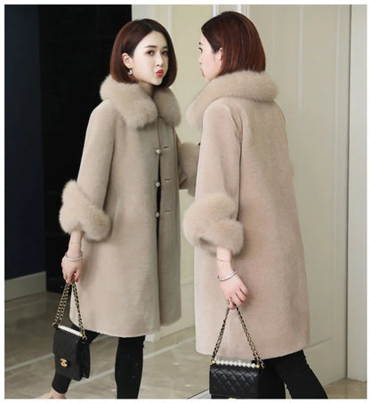 Giacca lunga calda elegante a mezza manica in pelliccia di coniglio sintetica, tendenza, moda invernale, casual, peluche, chaqueta, chic, capispalla di lusso