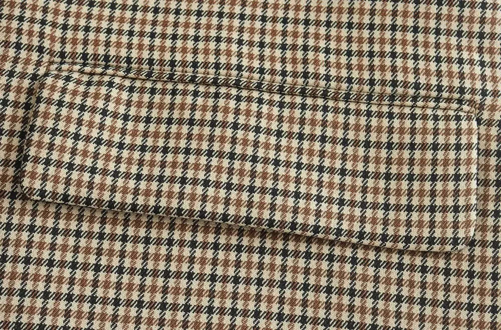 TRAF Donna Moda Doppiopetto Plaid Blazer Cappotto Vintage Manica Lunga Tasche con Patta Donna Capispalla Chic Vestes Femme