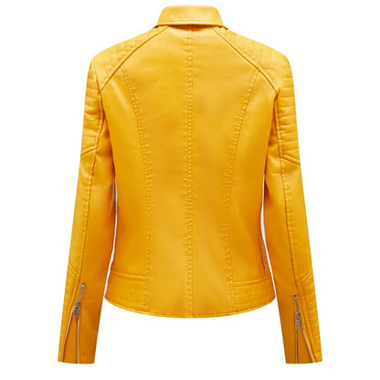 2024 Nuova moda donna finta giacca in pelle primavera autunno cerniera casual pu cappotto donna biker capispalla abbigliamento donna S-XXXL