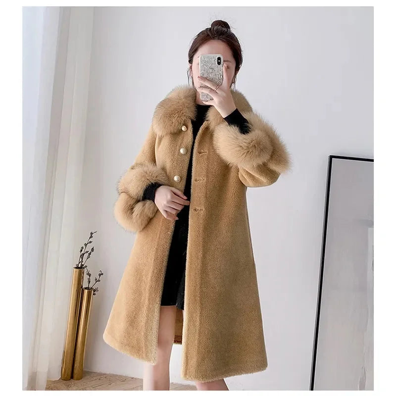 Giacca lunga calda elegante a mezza manica in pelliccia di coniglio sintetica, tendenza, moda invernale, casual, peluche, chaqueta, chic, capispalla di lusso