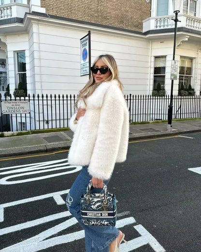Y2K TRAF Cappotti oversize in pelliccia sintetica da donna alla moda 2024 Giacche invernali spesse e calde Casual con tasche Eleganti da donna Nuovi capispalla