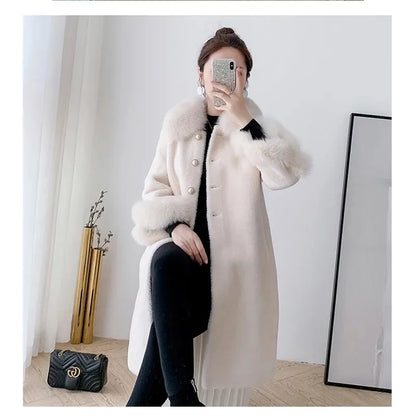 Giacca lunga calda elegante a mezza manica in pelliccia di coniglio sintetica, tendenza, moda invernale, casual, peluche, chaqueta, chic, capispalla di lusso