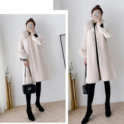 Giacca lunga calda elegante a mezza manica in pelliccia di coniglio sintetica, tendenza, moda invernale, casual, peluche, chaqueta, chic, capispalla di lusso
