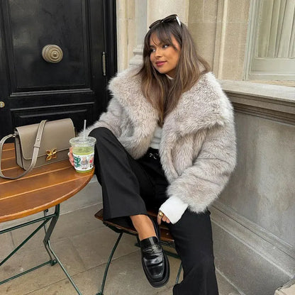 Neo Mint 2024 Inverno Iconic Blogger Fashion Soffice Colletto Quadrato Cappotto in Pelliccia Sintetica Donna Ins Hot Chic Ragazze Giacca in Pelliccia di Volpe Capispalla