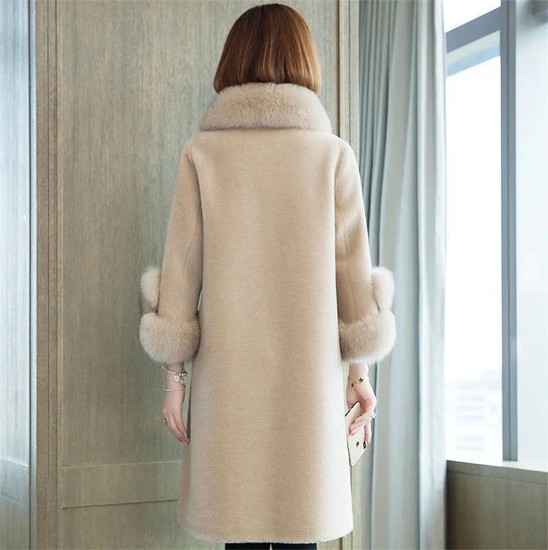 Giacca lunga calda elegante a mezza manica in pelliccia di coniglio sintetica, tendenza, moda invernale, casual, peluche, chaqueta, chic, capispalla di lusso