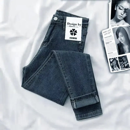 Jeans da donna snellenti a vita alta, pantaloni in denim skinny alla moda, nuovo stile primaverile