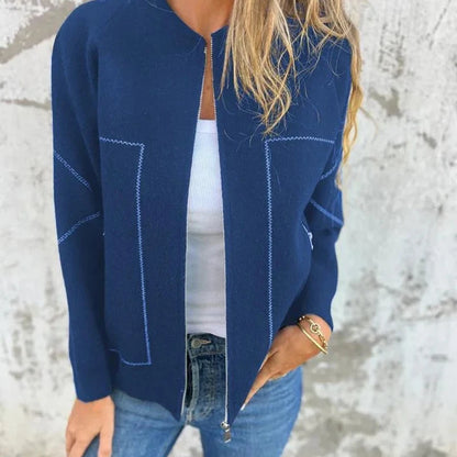 Solid Zipper Women’s Loose Jacket with Pockets |Autumn Winter Fashion Outerwear