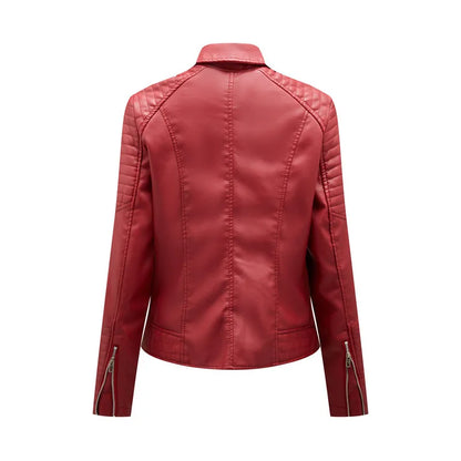 2024 Nuova moda donna finta giacca in pelle primavera autunno cerniera casual pu cappotto donna biker capispalla abbigliamento donna S-XXXL