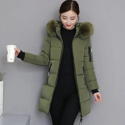 2024 Nuovo cappotto invernale da donna giacca in pelliccia scollo lungo cappotti di base giacche spesse cotone imbottito capispalla parka vestiti femminili 