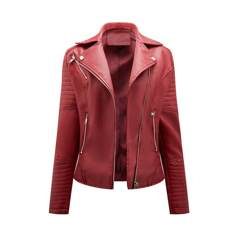 2024 Nuova moda donna finta giacca in pelle primavera autunno cerniera casual pu cappotto donna biker capispalla abbigliamento donna S-XXXL
