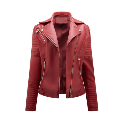 2024 Nuova moda donna finta giacca in pelle primavera autunno cerniera casual pu cappotto donna biker capispalla abbigliamento donna S-XXXL