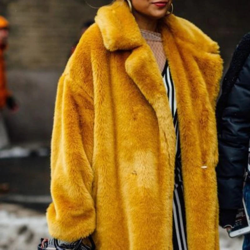 Giacca lunga in pelliccia sintetica da donna, con cintura spessa, autunno inverno, cappotto lungo caldo di lusso, cintura in pelliccia nera, parka Bontjas, capispalla pelosi