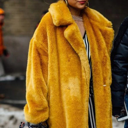 Giacca lunga in pelliccia sintetica da donna, con cintura spessa, autunno inverno, cappotto lungo caldo di lusso, cintura in pelliccia nera, parka Bontjas, capispalla pelosi