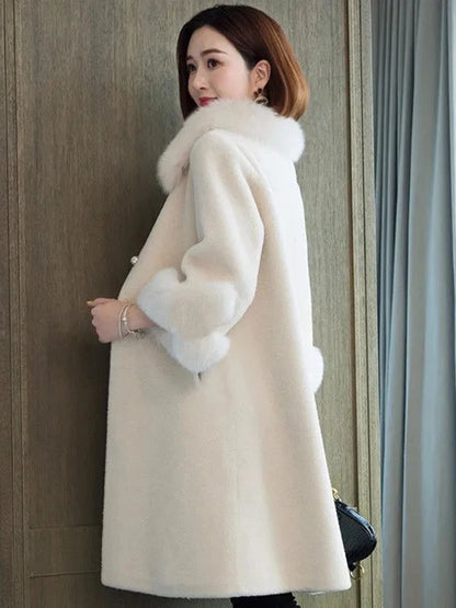 Giacca lunga calda elegante a mezza manica in pelliccia di coniglio sintetica, tendenza, moda invernale, casual, peluche, chaqueta, chic, capispalla di lusso
