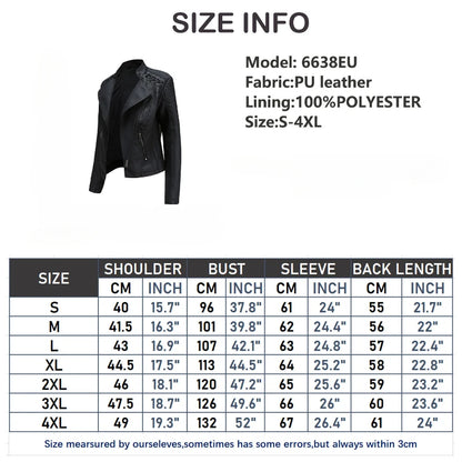 Giacca in similpelle alla moda per donna, primavera e autunno FSMG, capospalla corto casual slim fit con cerniera, cappotto da motociclista leggero