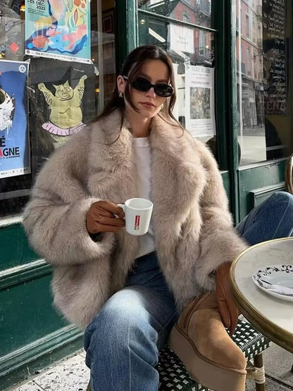 Y2K TRAF Cappotti oversize in pelliccia sintetica da donna alla moda 2024 Giacche invernali spesse e calde Casual con tasche Eleganti da donna Nuovi capispalla