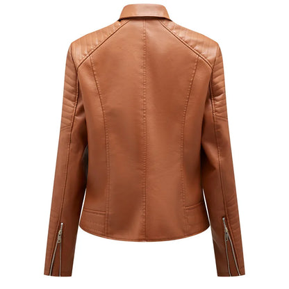 2024 Nuova moda donna finta giacca in pelle primavera autunno cerniera casual pu cappotto donna biker capispalla abbigliamento donna S-XXXL